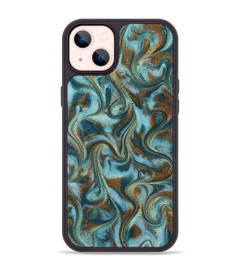 iPhone 14 Plus ResinArt Phone Case - Tea (Teal & Gold, 817156)