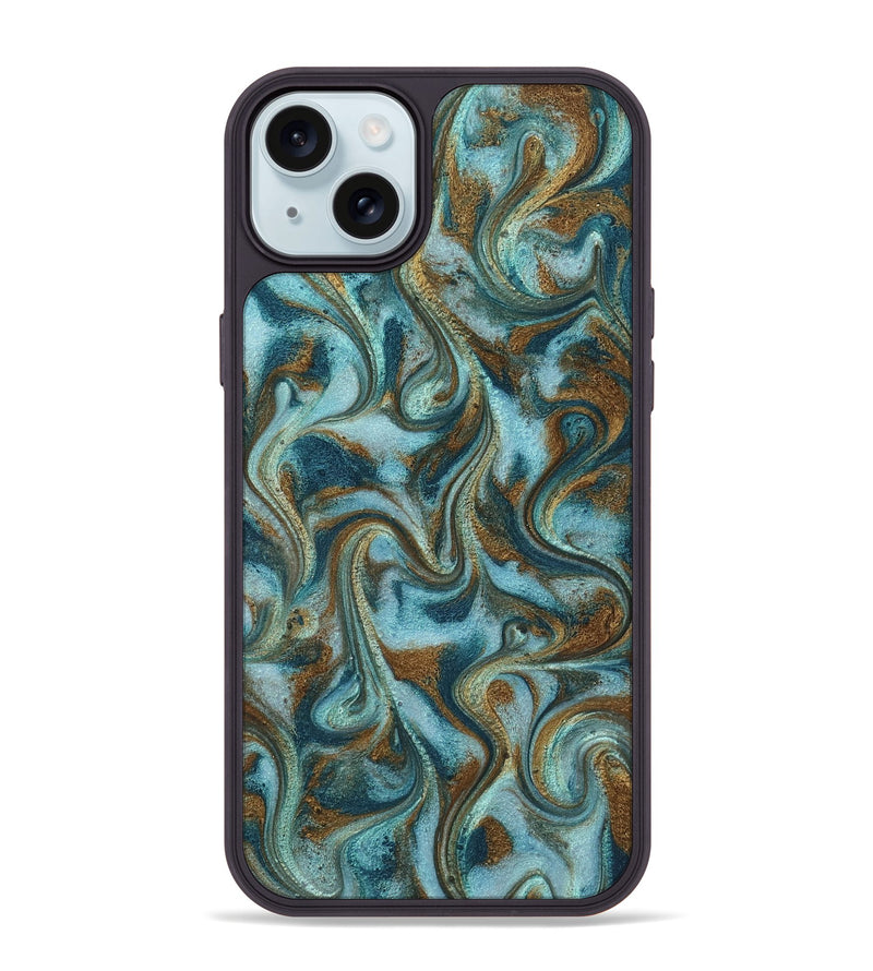 iPhone 15 Plus ResinArt Phone Case - Tea (Teal & Gold, 817156)