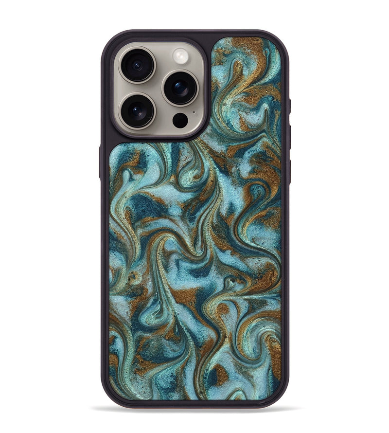 iPhone 15 Pro Max ResinArt Phone Case - Tea (Teal & Gold, 817156)