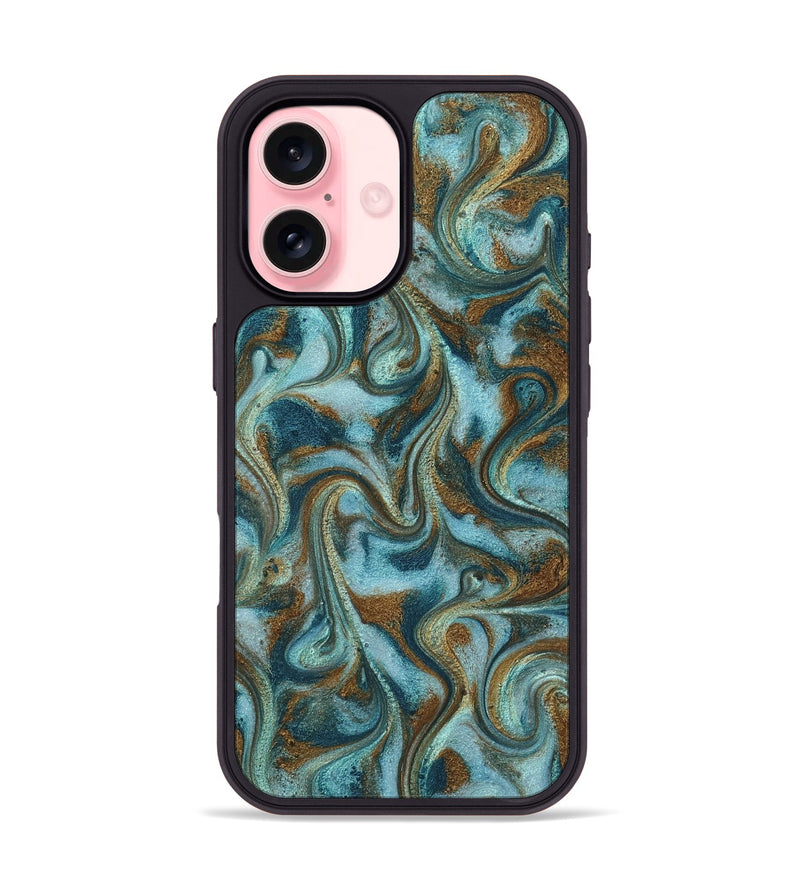 iPhone 16 ResinArt Phone Case - Tea (Teal & Gold, 817156)
