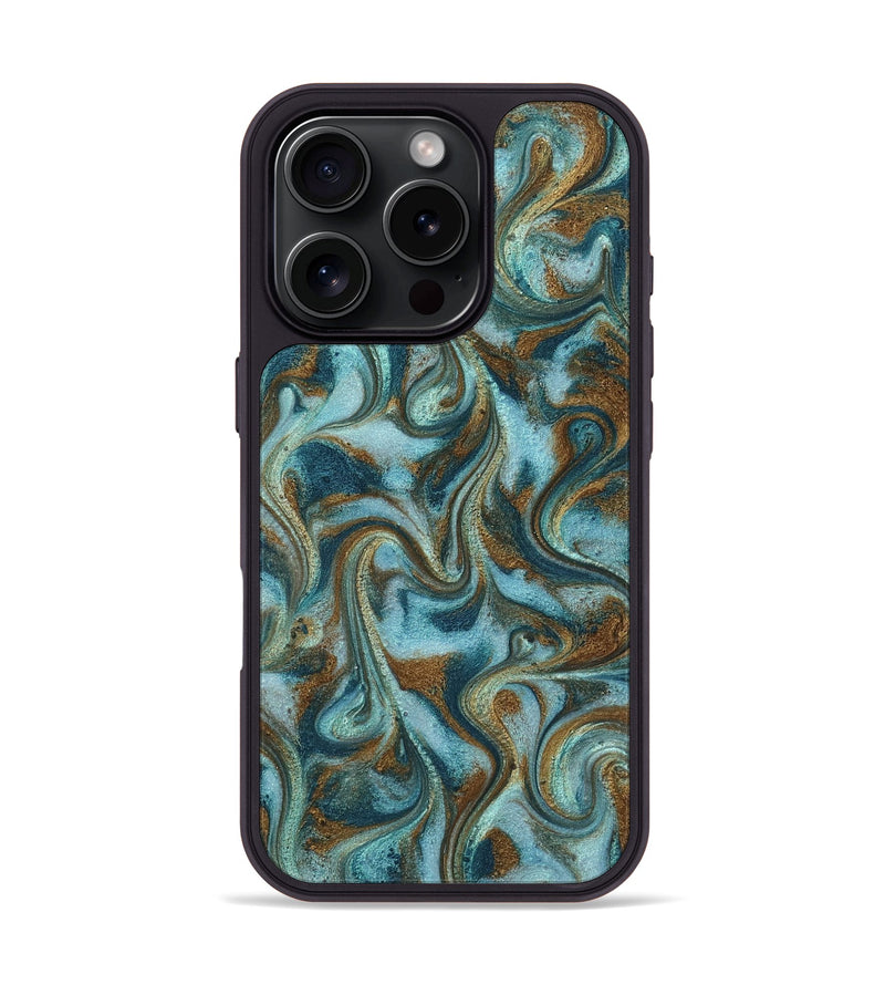 iPhone 16 Pro ResinArt Phone Case - Tea (Teal & Gold, 817156)