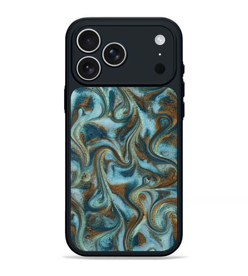 iPhone 17 Pro Max ResinArt Phone Case - Tea (Teal & Gold, 817156)