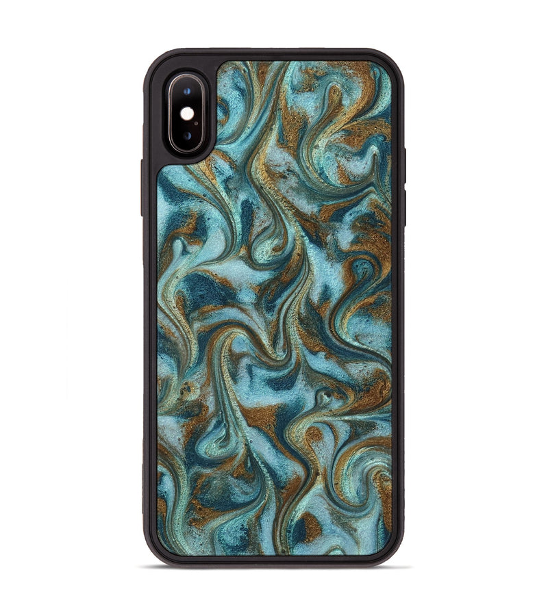 iPhone Xs Max ResinArt Phone Case - Tea (Teal & Gold, 817156)