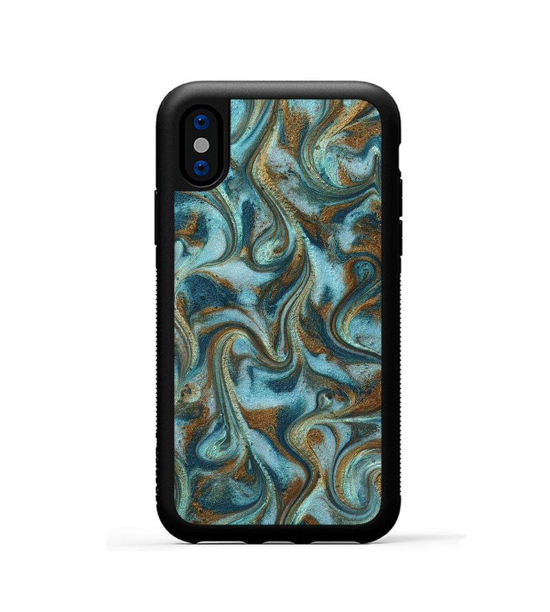 iPhone Xs ResinArt Phone Case - Tea (Teal & Gold, 817156)