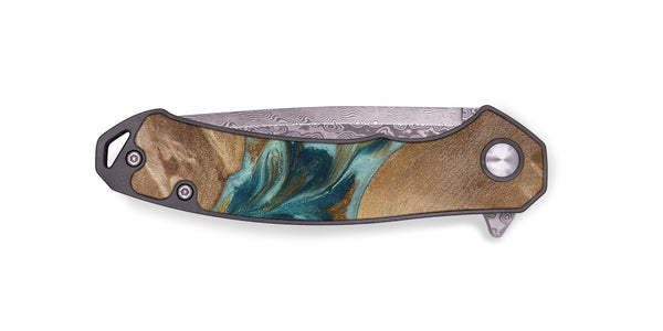 EDC Wood Pocket Knife - Therese (Teal & Gold, 817157)