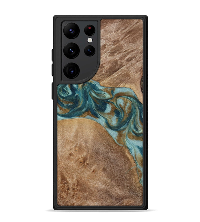 Galaxy S22 Ultra Wood Phone Case - Therese (Teal & Gold, 817157)