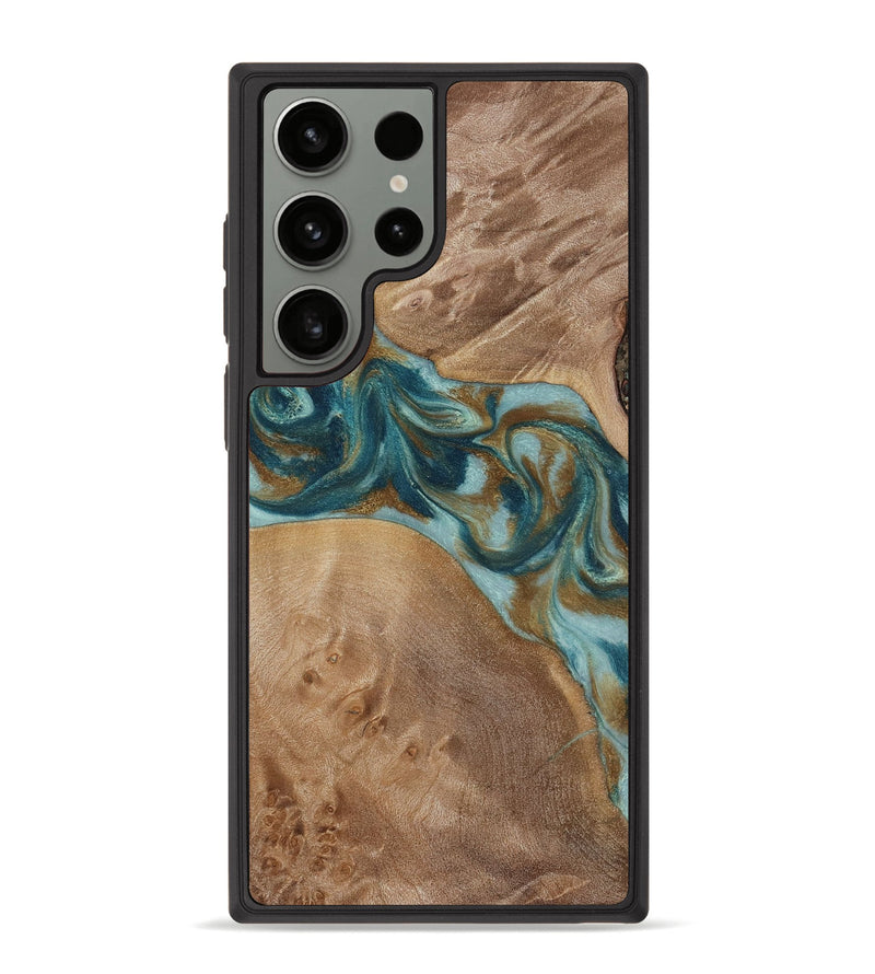 Galaxy S23 Ultra Wood Phone Case - Therese (Teal & Gold, 817157)