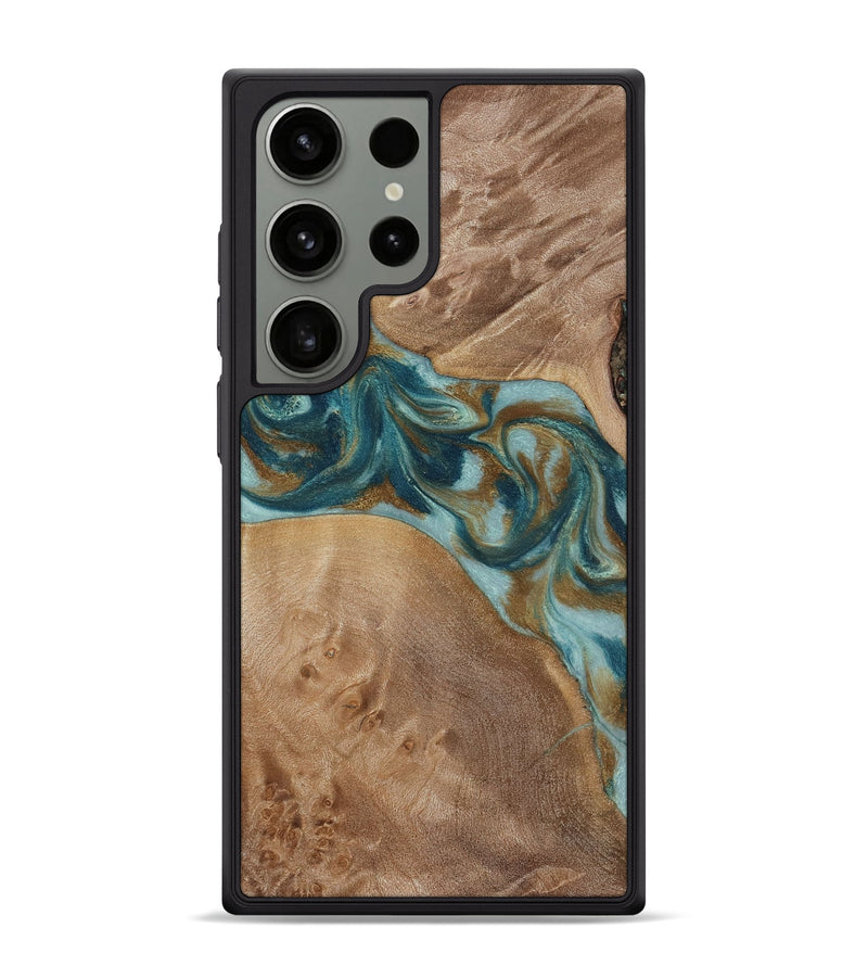 Galaxy S24 Ultra Wood Phone Case - Therese (Teal & Gold, 817157)
