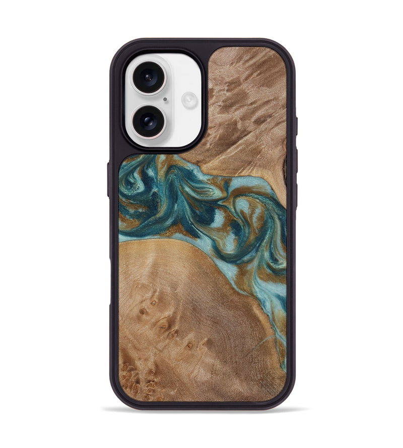 iPhone 17 Wood Phone Case - Therese (Teal & Gold, 817157)