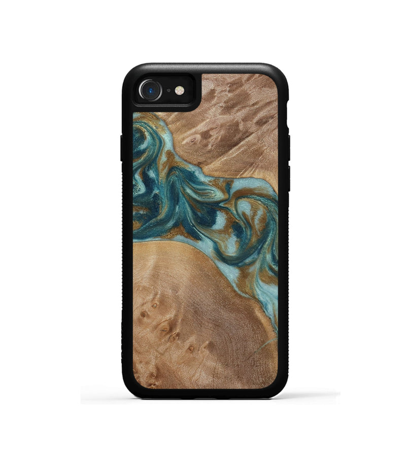 iPhone SE Wood Phone Case - Therese (Teal & Gold, 817157)