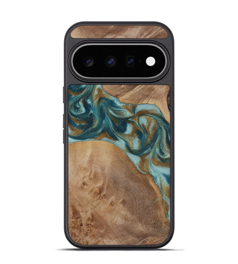 Pixel 11 Pro Wood Phone Case - Therese (Teal & Gold, 817157)