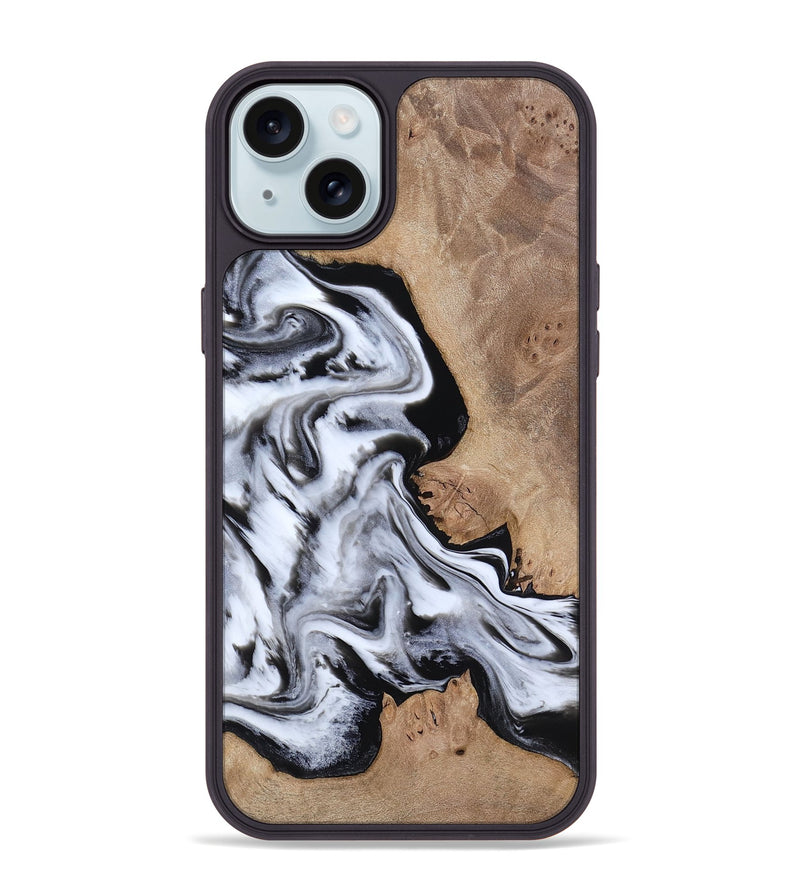 iPhone 15 Plus Wood Phone Case - Marion (Black & White, 817175)