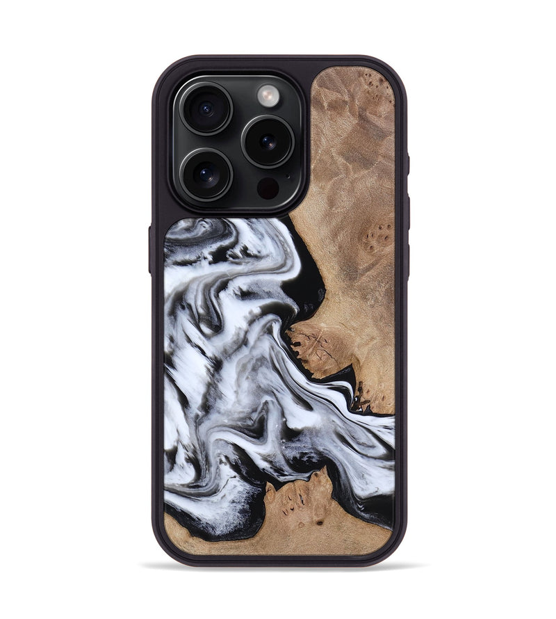 iPhone 15 Pro Wood Phone Case - Marion (Black & White, 817175)