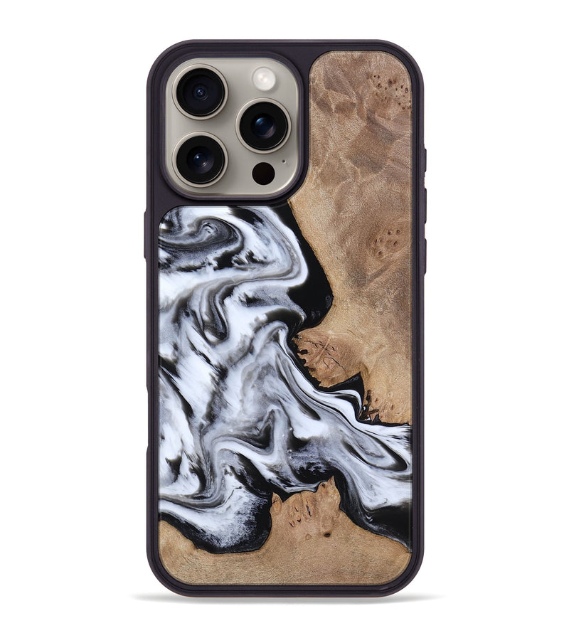 iPhone 16 Pro Max Wood Phone Case - Marion (Black & White, 817175)