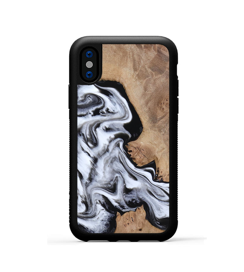 iPhone Xs Wood Phone Case - Marion (Black & White, 817175)