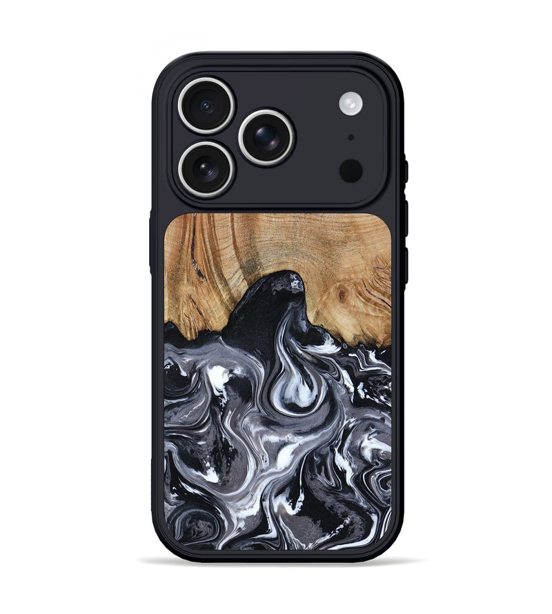 iPhone 17 Pro Wood Phone Case - Shelba (Black & White, 817176)