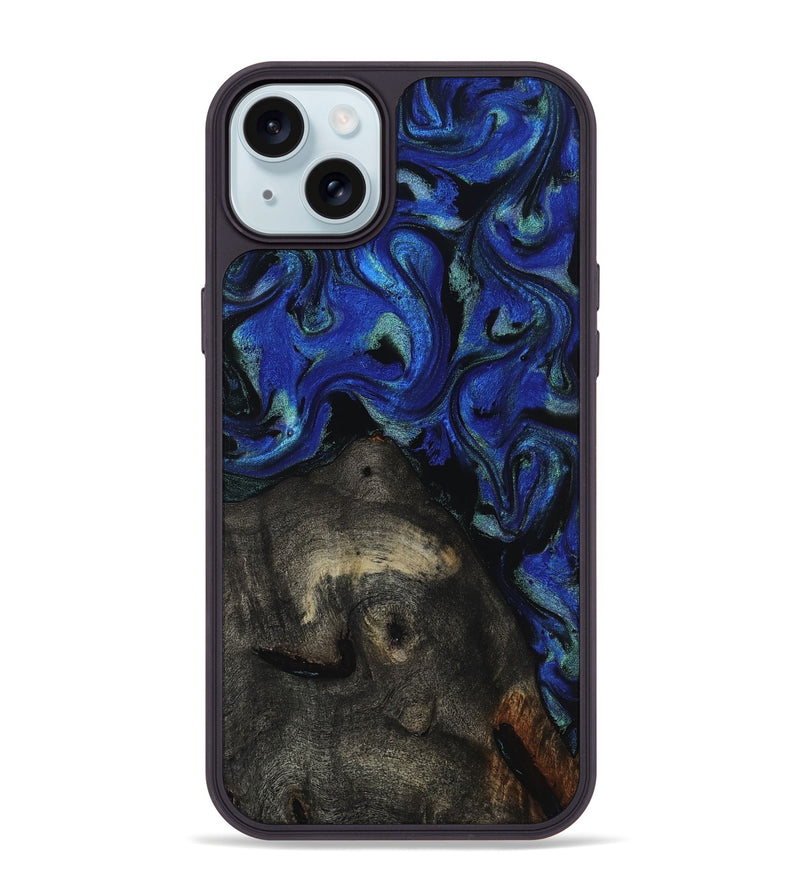 iPhone 15 Plus Wood Phone Case - Gage (Blue, 817237)