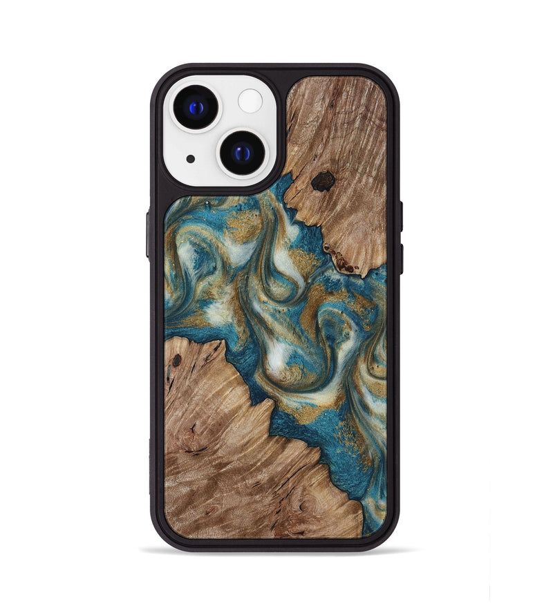 iPhone 13 Wood Phone Case - Tory (Teal & Gold, 817242)