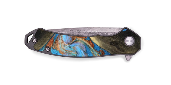 EDC Wood Pocket Knife - Pierre (Teal & Gold, 817243)