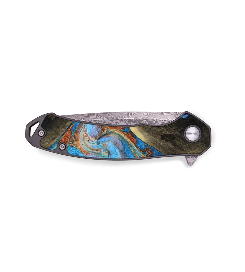 EDC Wood Pocket Knife - Pierre (Teal & Gold, 817243)