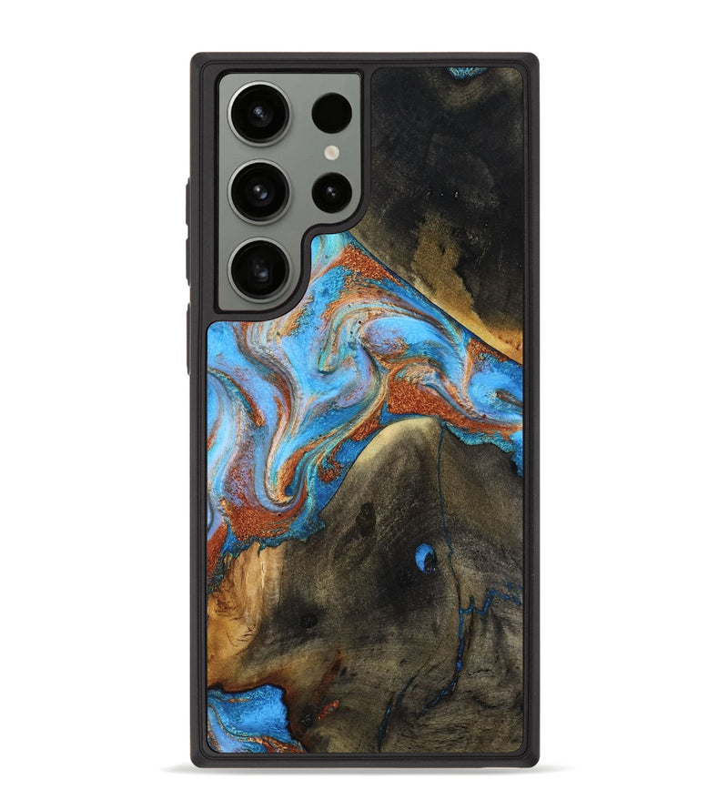 Galaxy S23 Ultra Wood Phone Case - Pierre (Teal & Gold, 817243)