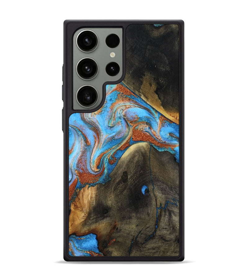 Galaxy S24 Ultra Wood Phone Case - Pierre (Teal & Gold, 817243)