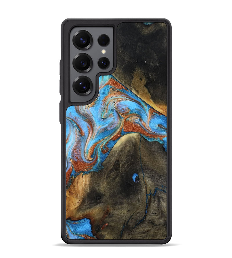 Galaxy S25 Ultra Wood Phone Case - Pierre (Teal & Gold, 817243)