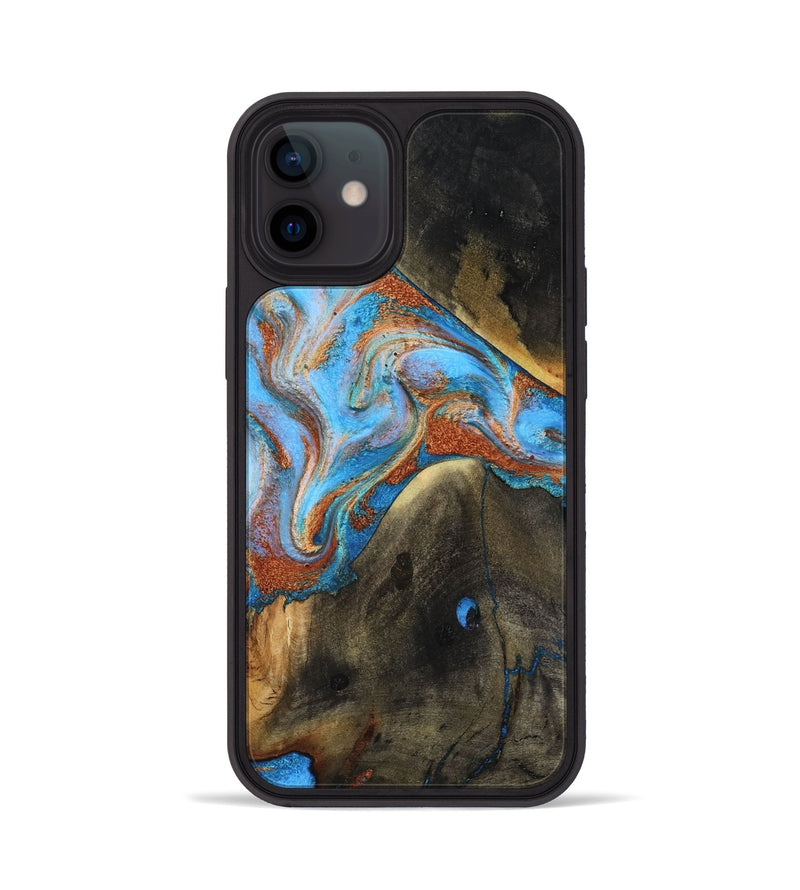 iPhone 12 Wood Phone Case - Pierre (Teal & Gold, 817243)