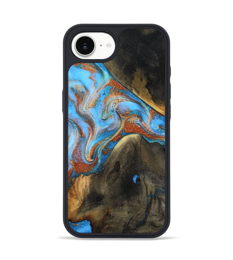 iPhone 16e Wood Phone Case - Pierre (Teal & Gold, 817243)