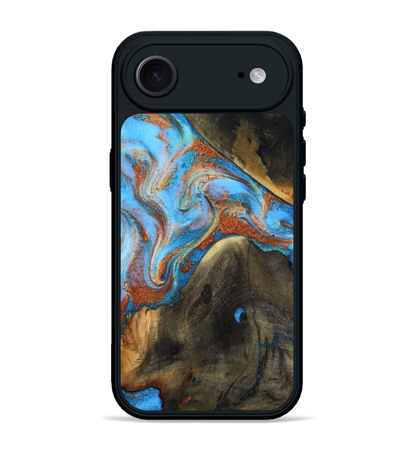iPhone 17 Air Wood Phone Case - Pierre (Teal & Gold, 817243)
