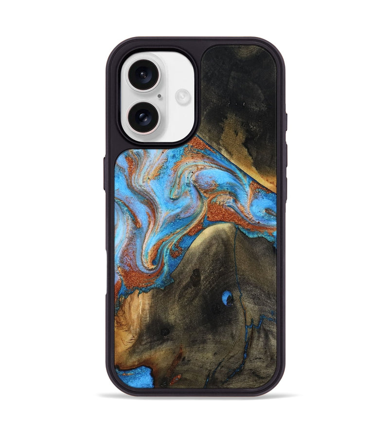 iPhone 17 Wood Phone Case - Pierre (Teal & Gold, 817243)