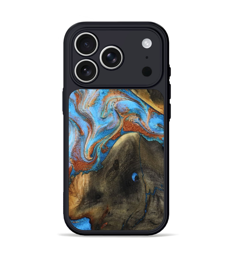 iPhone 17 Pro Wood Phone Case - Pierre (Teal & Gold, 817243)