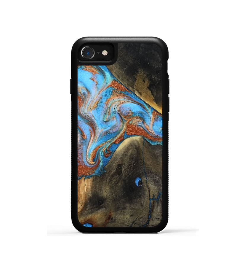 iPhone SE Wood Phone Case - Pierre (Teal & Gold, 817243)