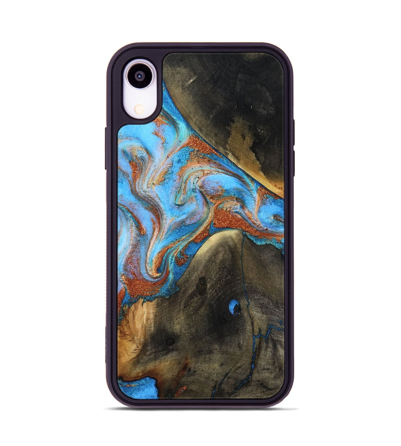 iPhone Xr Wood Phone Case - Pierre (Teal & Gold, 817243)