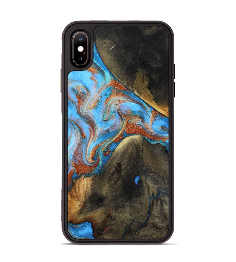 iPhone Xs Max Wood Phone Case - Pierre (Teal & Gold, 817243)