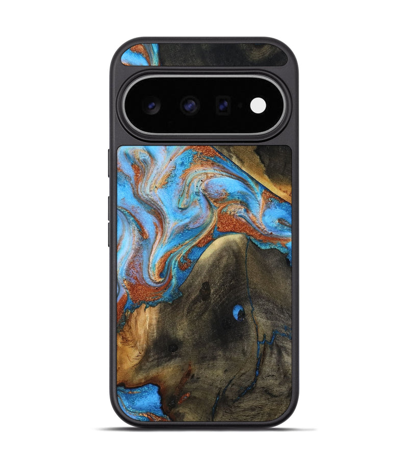 Pixel 11 Pro Wood Phone Case - Pierre (Teal & Gold, 817243)