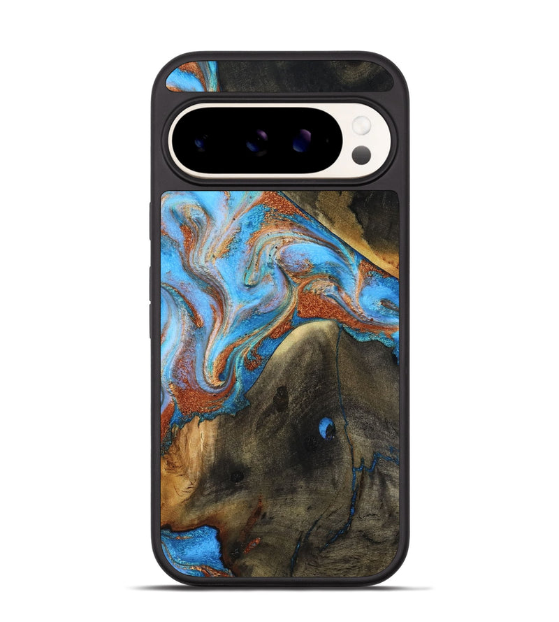 Pixel 9 Wood Phone Case - Pierre (Teal & Gold, 817243)