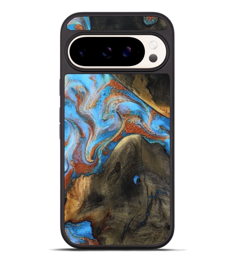 Pixel 9 Pro XL Wood Phone Case - Pierre (Teal & Gold, 817243)