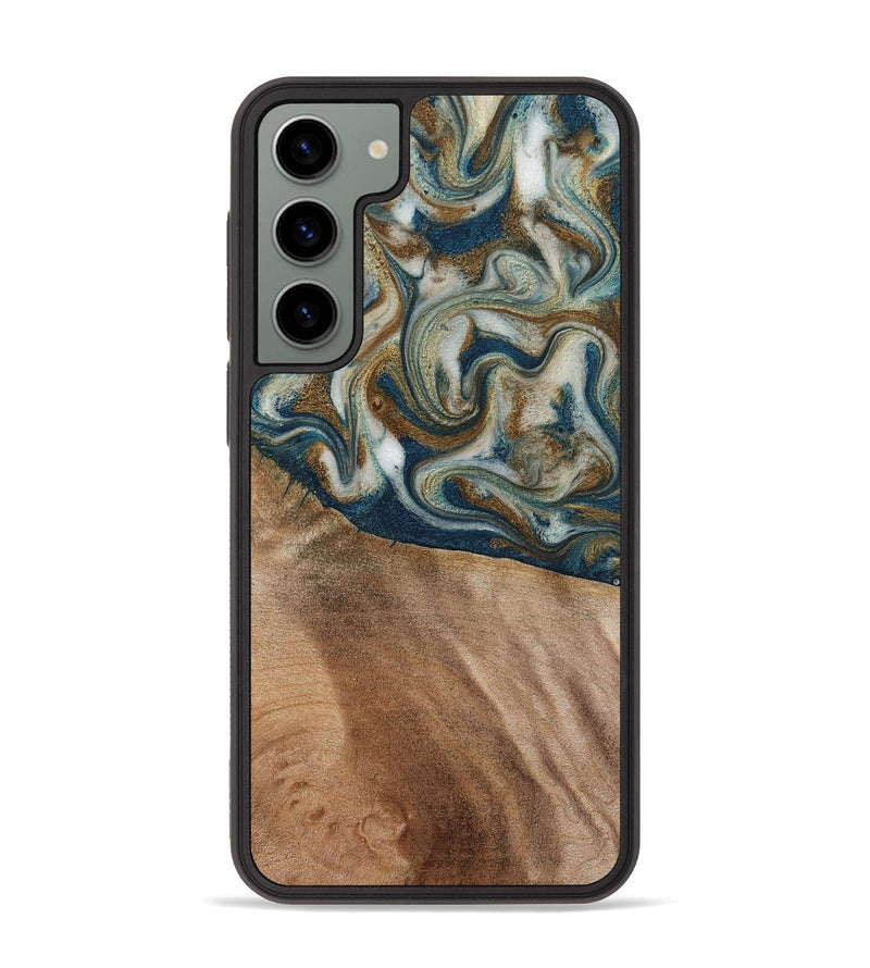 Galaxy S23 Plus Wood Phone Case - Mona (Teal & Gold, 817244)