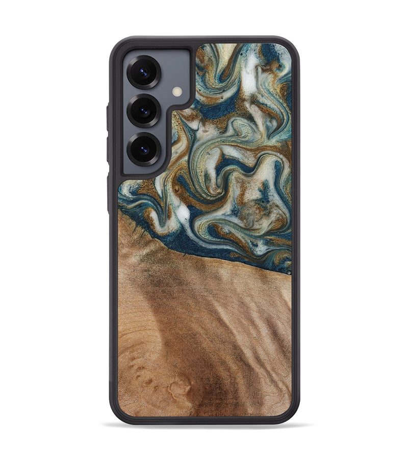 Galaxy S25 Plus Wood Phone Case - Mona (Teal & Gold, 817244)