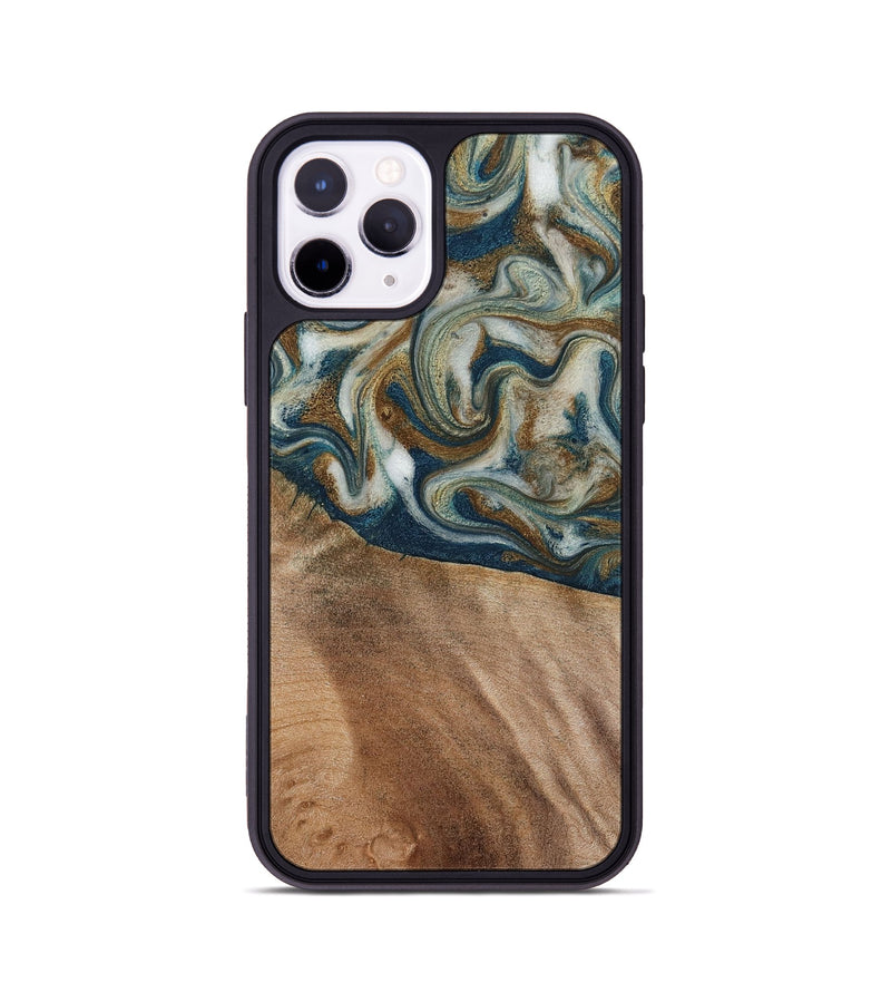 iPhone 11 Pro Wood Phone Case - Mona (Teal & Gold, 817244)
