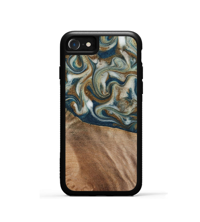 iPhone SE Wood Phone Case - Mona (Teal & Gold, 817244)