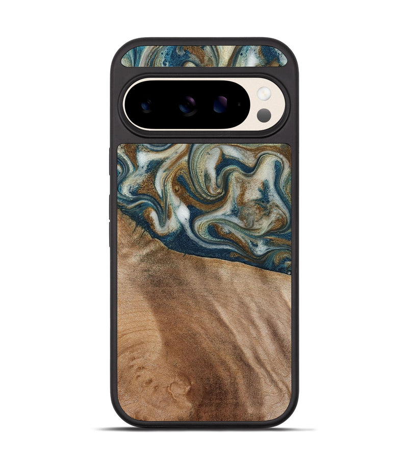 Pixel 10 Wood Phone Case - Mona (Teal & Gold, 817244)