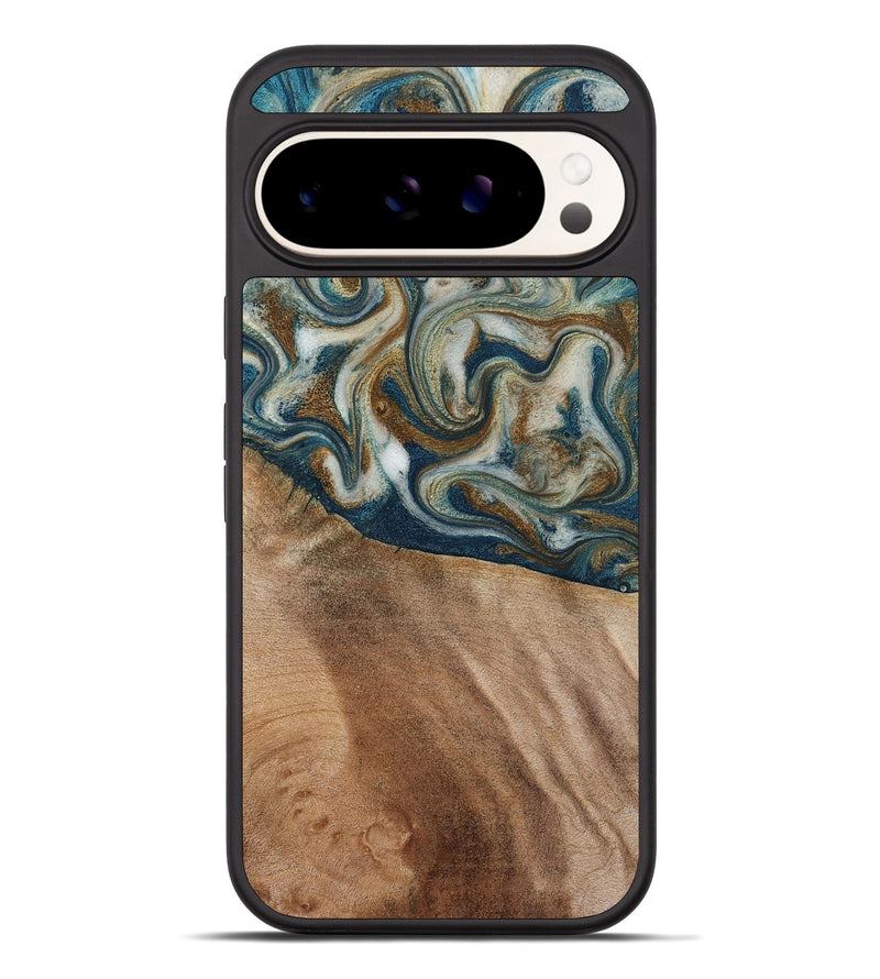 Pixel 10 Pro XL Wood Phone Case - Mona (Teal & Gold, 817244)