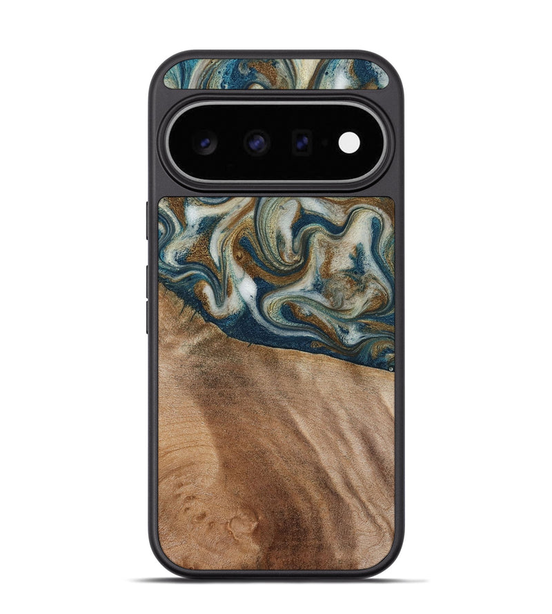 Pixel 11 Pro Wood Phone Case - Mona (Teal & Gold, 817244)
