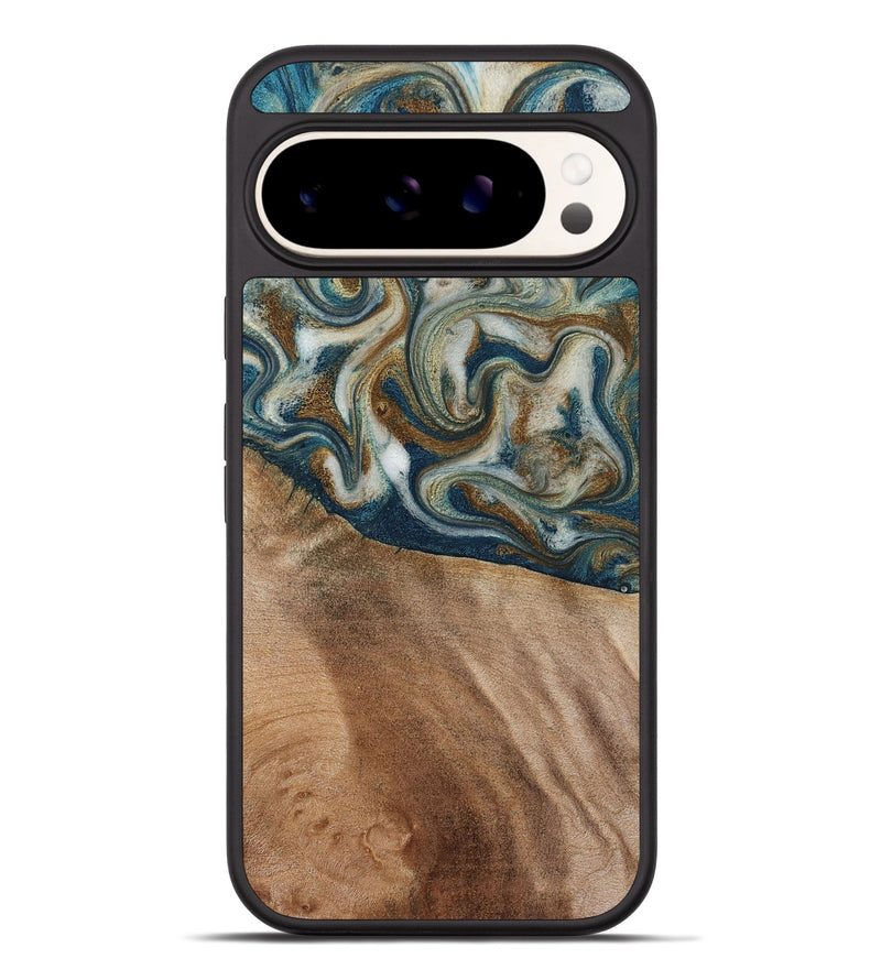 Pixel 9 Pro XL Wood Phone Case - Mona (Teal & Gold, 817244)