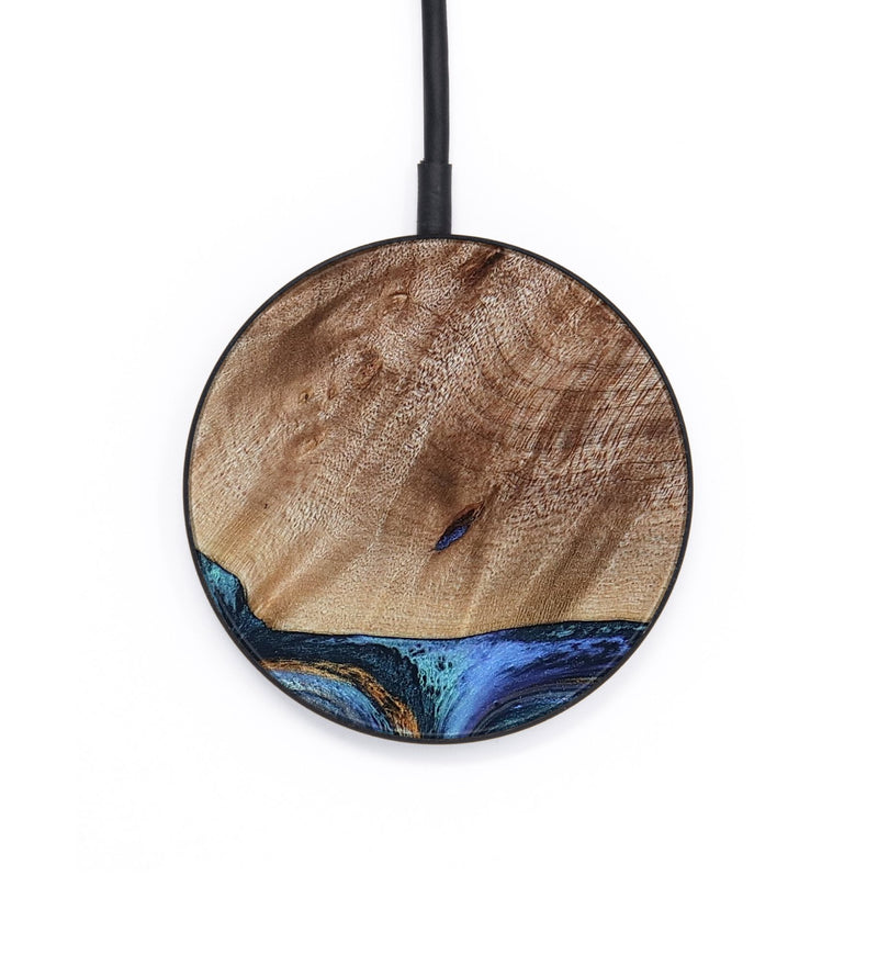 Circle Wood Wireless Charger - Malissa (Teal & Gold, 817245)