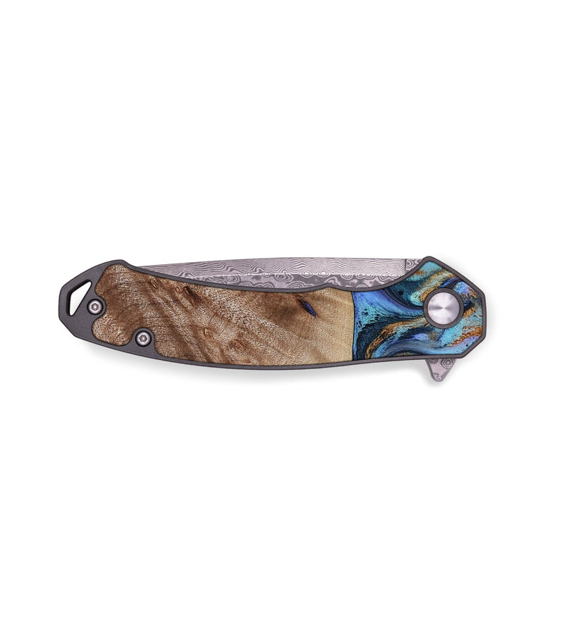 EDC Wood Pocket Knife - Malissa (Teal & Gold, 817245)