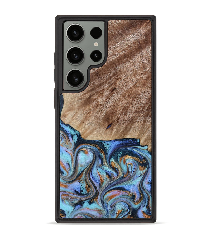 Galaxy S23 Ultra Wood Phone Case - Malissa (Teal & Gold, 817245)