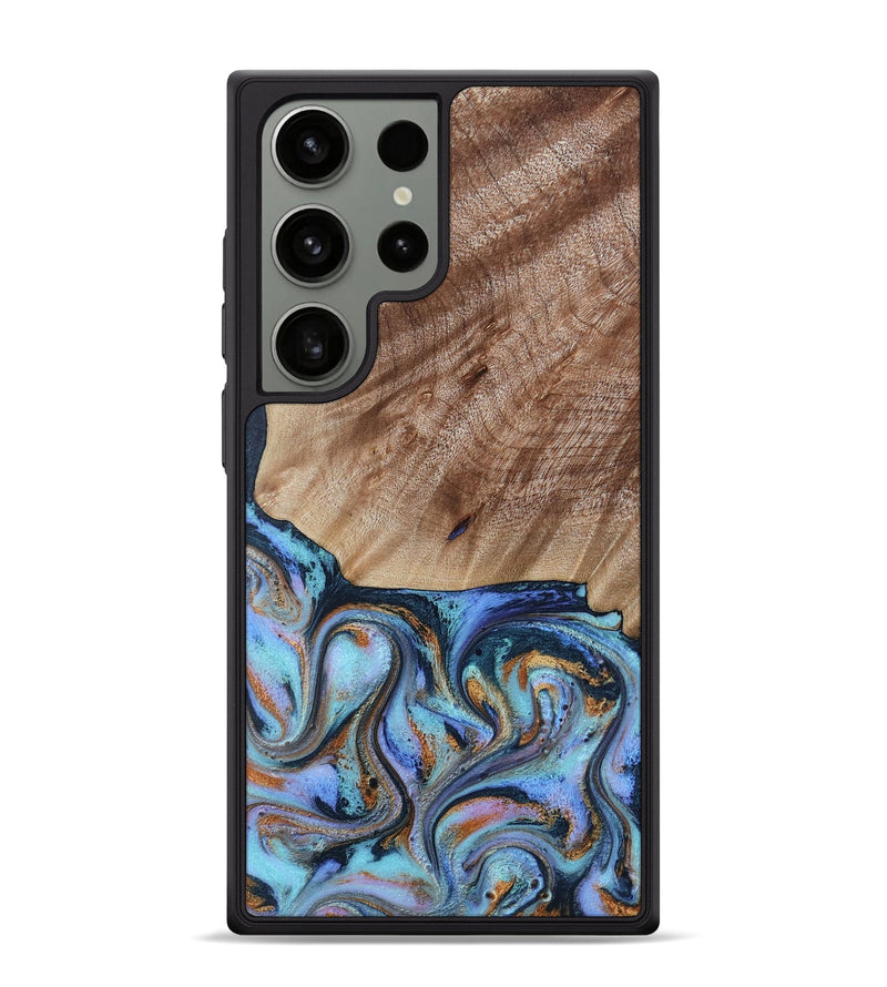 Galaxy S24 Ultra Wood Phone Case - Malissa (Teal & Gold, 817245)